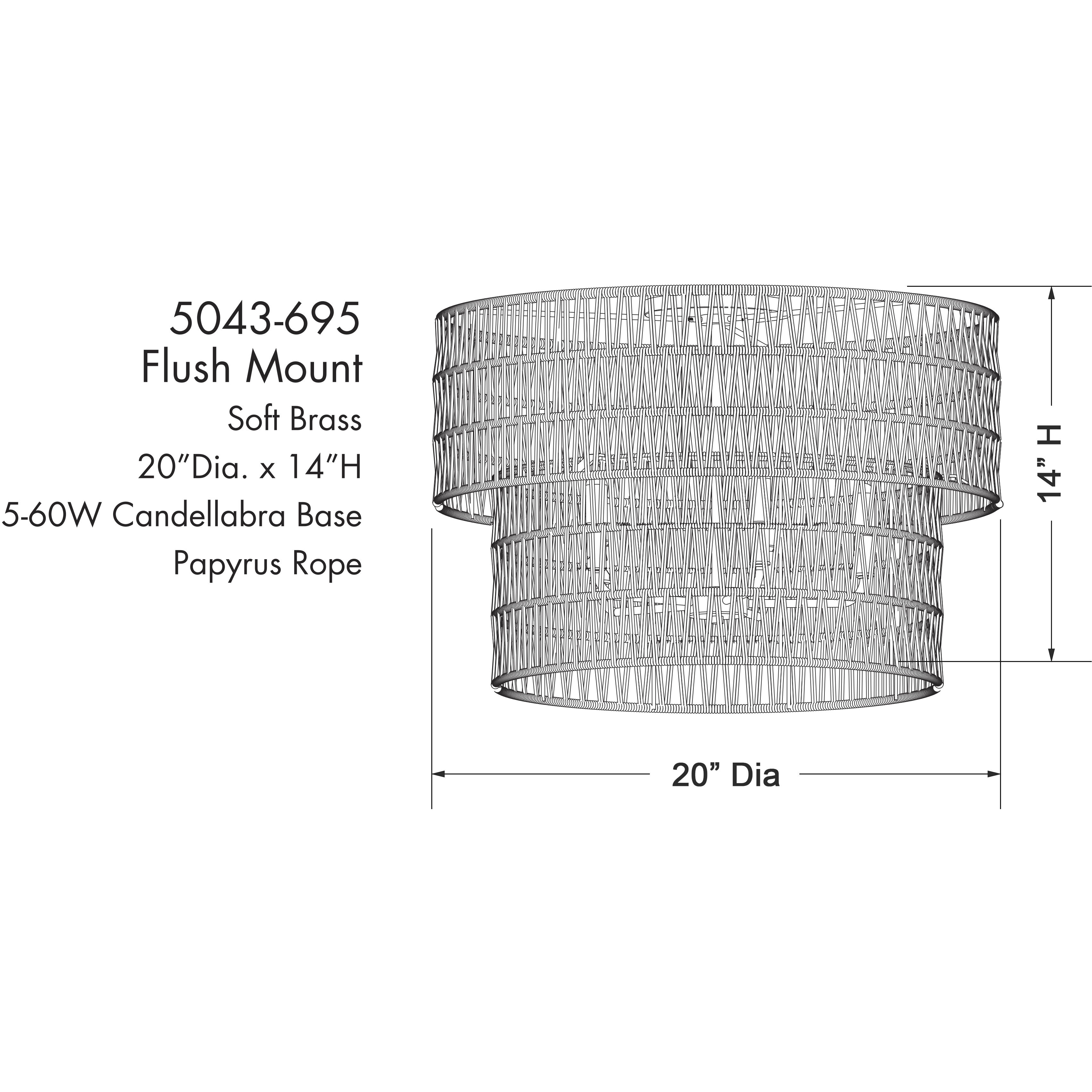 Bungalow Heaven 5 Light 20 inch Soft Brass Flush Mount Ceiling Light